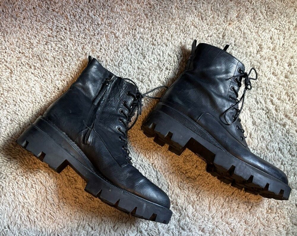 Sam Edelman Garret Leather Combat Boots Womens Sz 9.5 Punk Grunge Emo Goth
